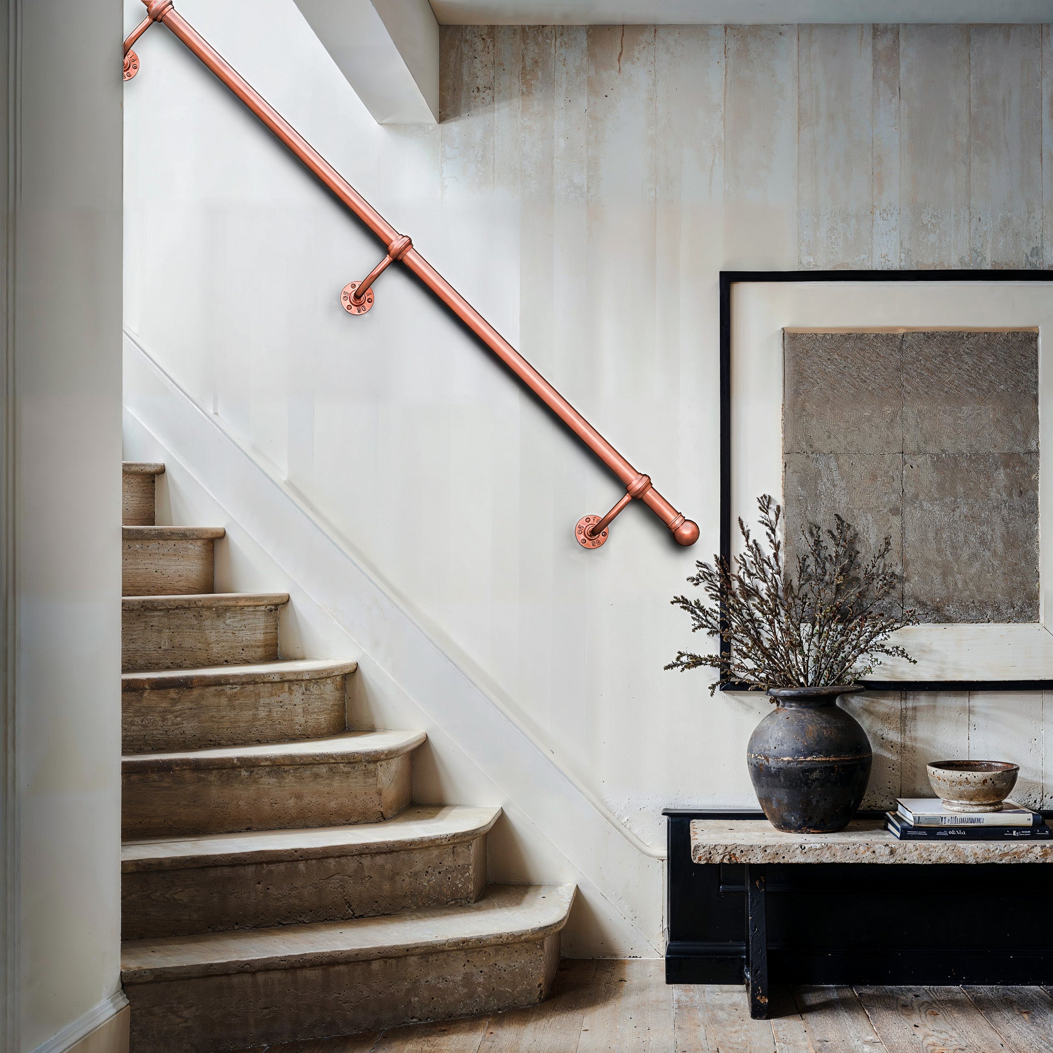 Industrial Copper Stair Handrail wrought iron – middlefarmcrafts