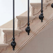 Load image into Gallery viewer, Victorian Style Iron Spindles | Satin Black Side Mount Balusters | 1100mm Tall Face Fix Railing | Classic Edwardian Stair Decor
