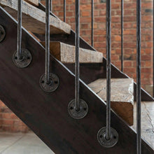 Load image into Gallery viewer, Industrial Hammered Steel Spindles | "Made in England" Cast Flange | Steampunk Loft Stair Railing | Side Mount Face Fix Balusters |
