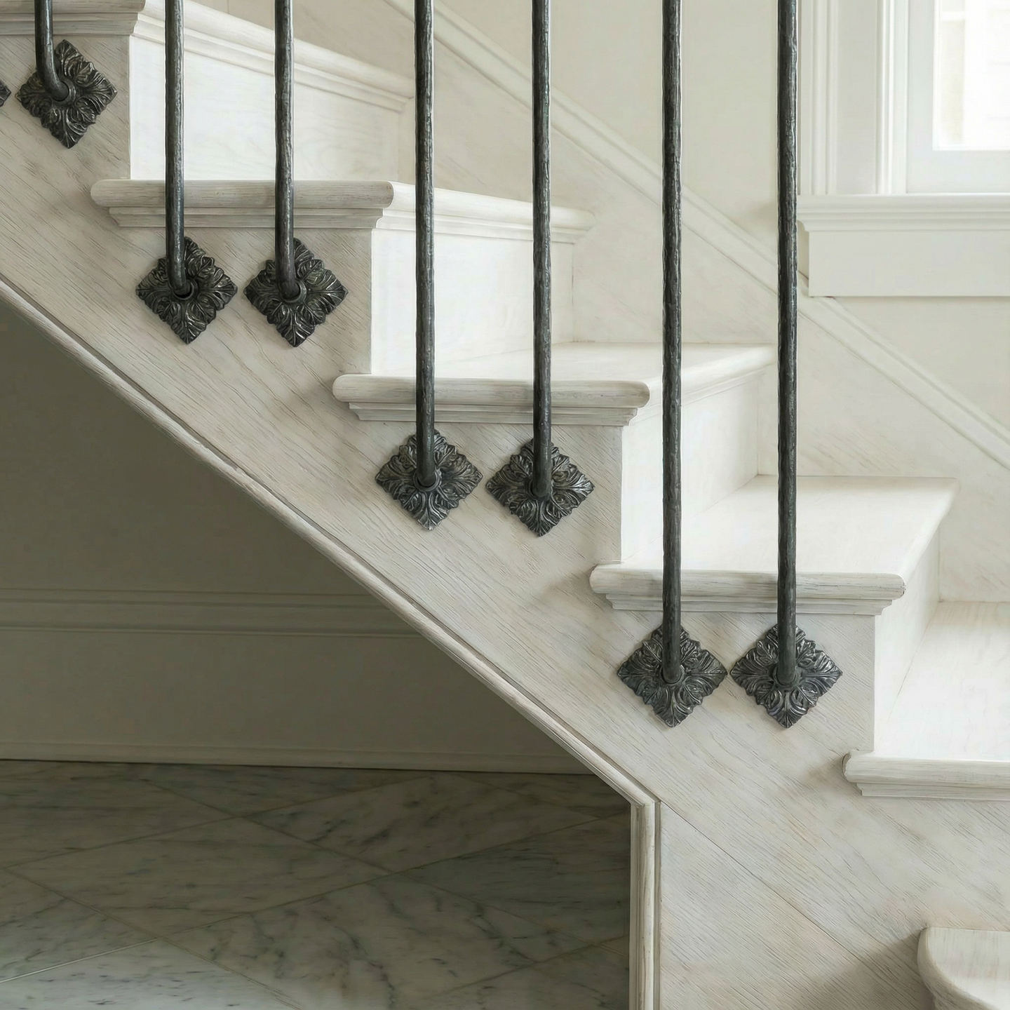 Diamond Leaf Iron Stair Spindles | Hidden Fix Side Mount | Hand Forged ...