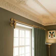 Load image into Gallery viewer, Aged brass Metal art deco curtain rail wall mounted
