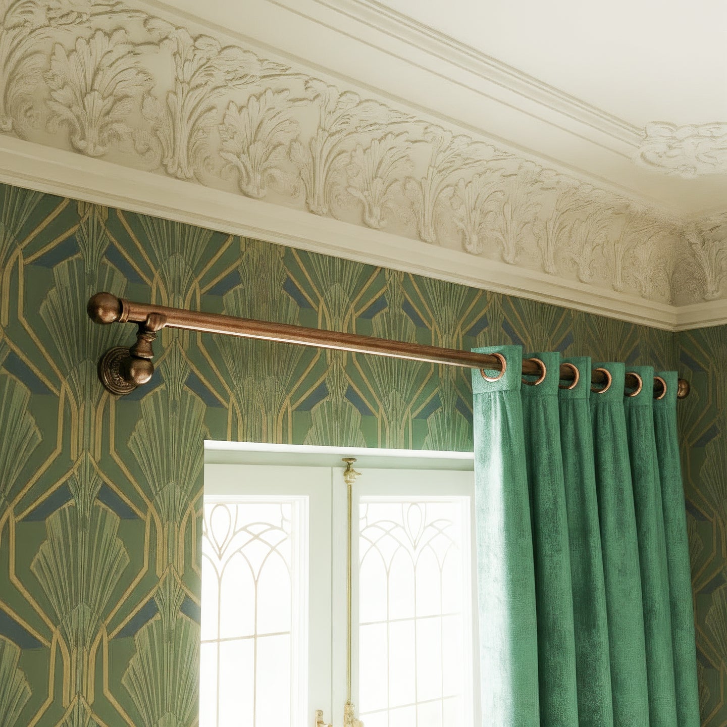 Bronze metal curtain rail wrought iron wall mounted