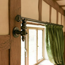 Load image into Gallery viewer, Black cast iron curtain rail wrought iron wall mounted
