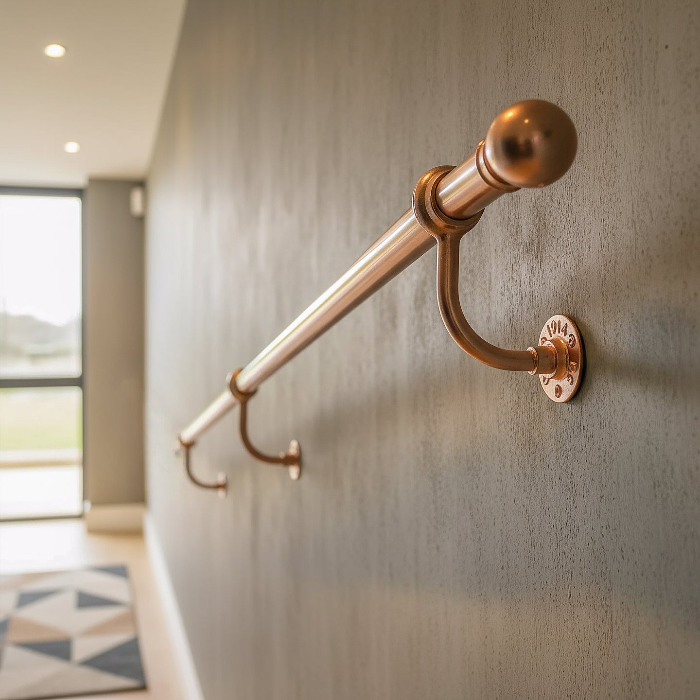 Industrial Copper Stair Handrail wrought iron