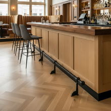 Load image into Gallery viewer, Industrial Foot Rail Wrought Iron Home Bar Foot Rail Kitchen Island Foot Rest Custom Foot Railing Metal Steel Cast Iron Bar Décor Steampunk
