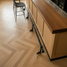 Load image into Gallery viewer, Industrial Foot Rail Wrought Iron Home Bar Foot Rail Kitchen Island Foot Rest Custom Foot Railing Metal Steel Cast Iron Bar Décor Steampunk
