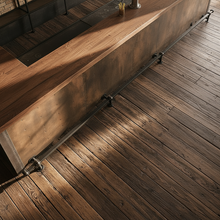 Load image into Gallery viewer, Industrial Black wrought iron bar foot rail Black
