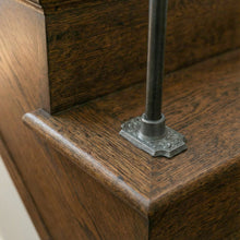 Load image into Gallery viewer, Rectangular Floral Iron Stair Spindles | Hidden "Pin Fix" Tread Mount | Hand Forged 14mm Steel | Georgian Stair Railing | Gunmetal Grey
