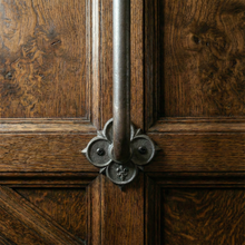 Load image into Gallery viewer, Fleur de Lis Iron Spindles | Side Mount Stair Balusters | Gothic Face Fix Railing | Custom Size  Metal Banister | Tudor Home Decor
