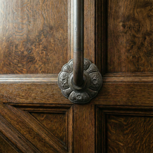 Load image into Gallery viewer, Floral Iron Stair Spindles | Hidden Fix Side Mount | Wabi Sabi Japandi Stair Railing | Scalloped Scallop Baluster | Hand Forged
