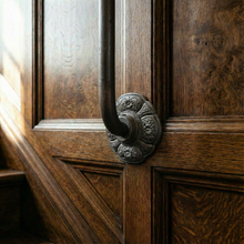 Load image into Gallery viewer, Floral Iron Stair Spindles | Hidden Fix Side Mount | Wabi Sabi Japandi Stair Railing | Scalloped Scallop Baluster | Hand Forged
