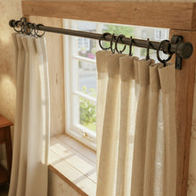 Load image into Gallery viewer, Black hand forged metal curtain rail wrought iron wall mounted

