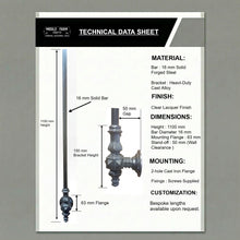 Load image into Gallery viewer, Victorian Style Iron Spindles | Natural metal Side Mount Balusters | 1100mm Tall Face Fix Railing | Classic Edwardian Stair Decor
