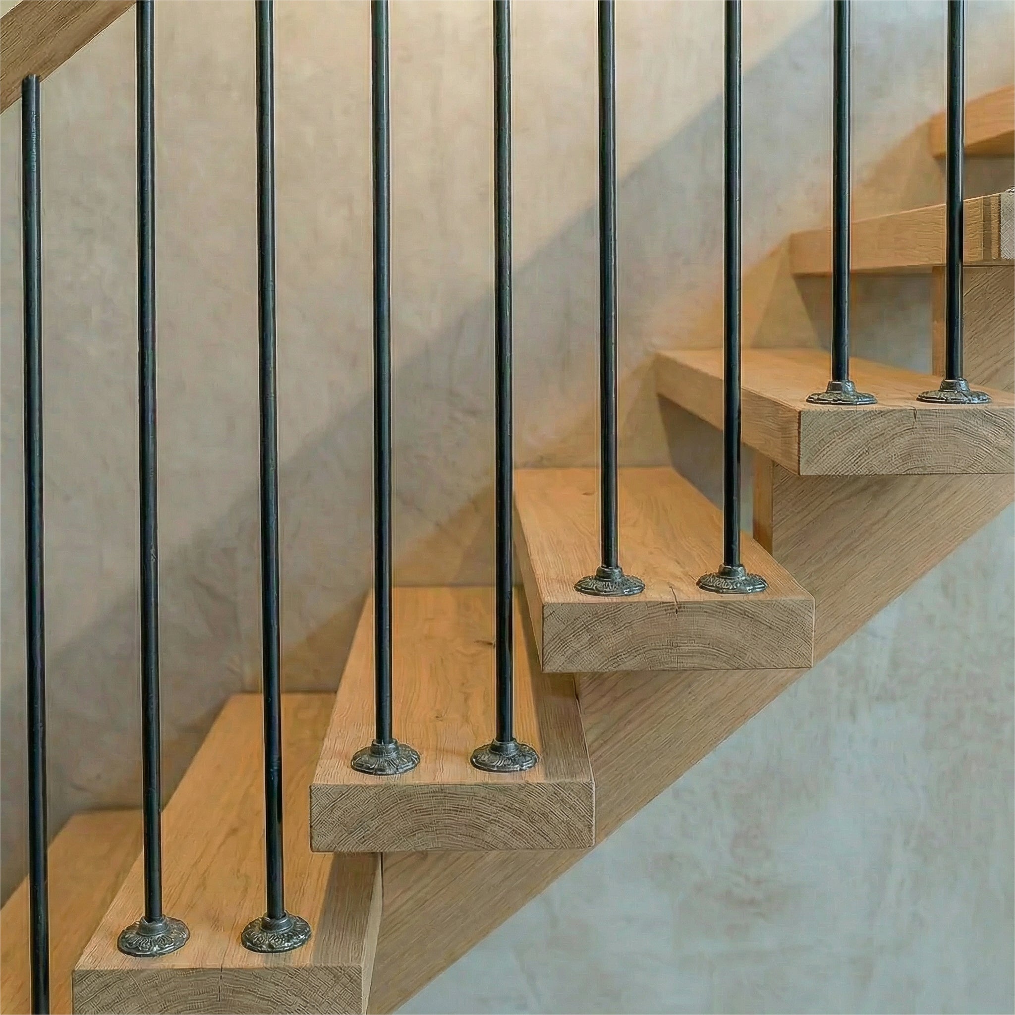 Floral Iron Stair Spindles | Hidden Fix Tread Mount | Wabi Sabi Japand ...