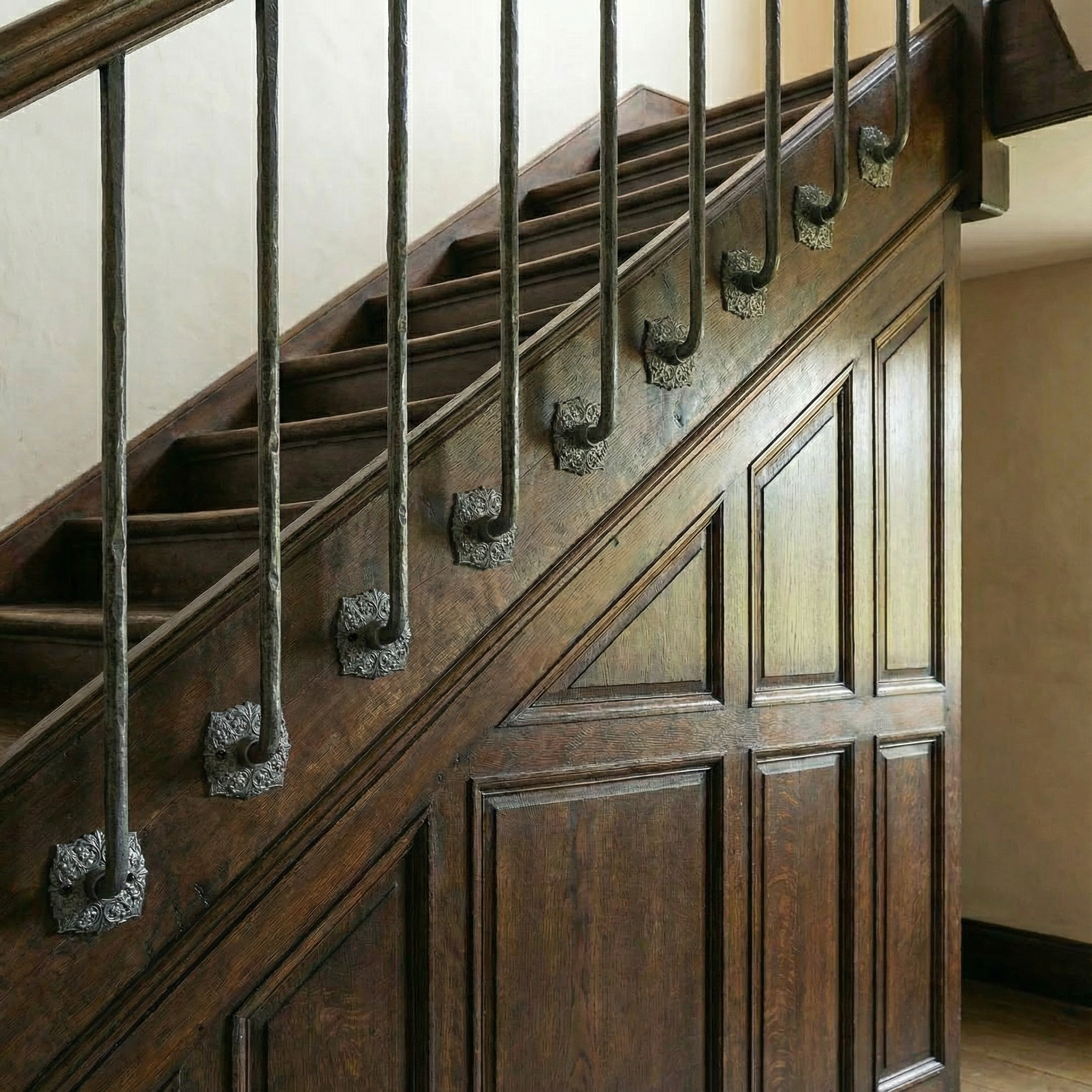 Jacobean Square Floral Spindles | Hand Forged Hammered Iron | Tudor St ...