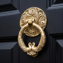 Load image into Gallery viewer, Peacock Door Knocker – Antique Brass Finish
