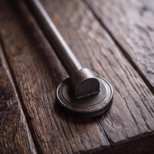 Load image into Gallery viewer, Textured Round Stair Rods, decorative bracket and bar detail
