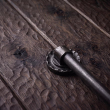 Load image into Gallery viewer, Scalloped Rosette Stair Rods, decorative bracket and bar detail
