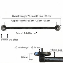 Load image into Gallery viewer, Textured Round Stair Rods, decorative bracket and bar detail
