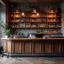 Load image into Gallery viewer, Industrial Foot Rail Wrought Iron Home Bar Foot Rail Kitchen Island Foot Rest Custom Foot Railing Metal Steel Cast Iron Bar Décor Steampunk
