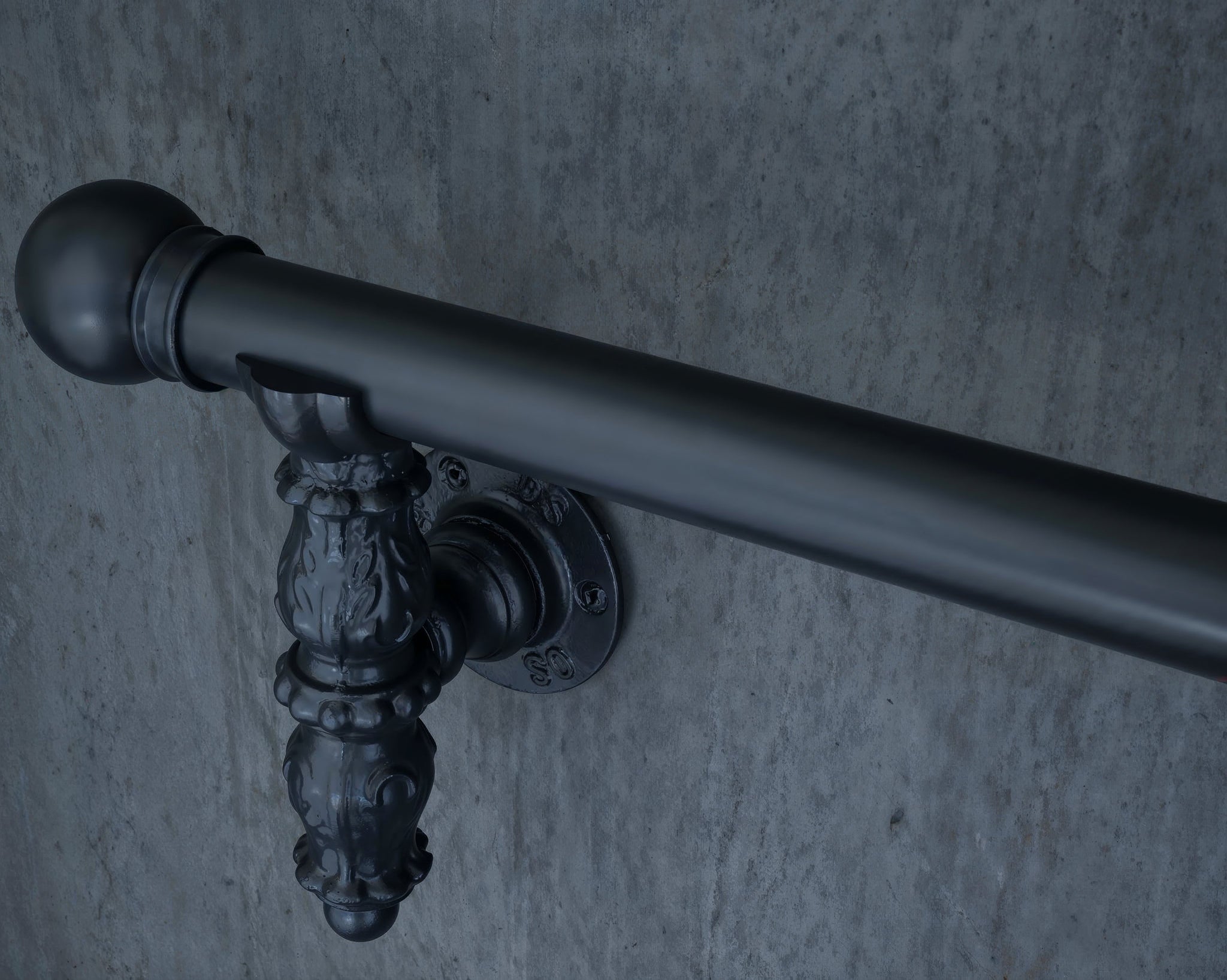 Black vintage metal curtain rail wrought iron wall mounted ...