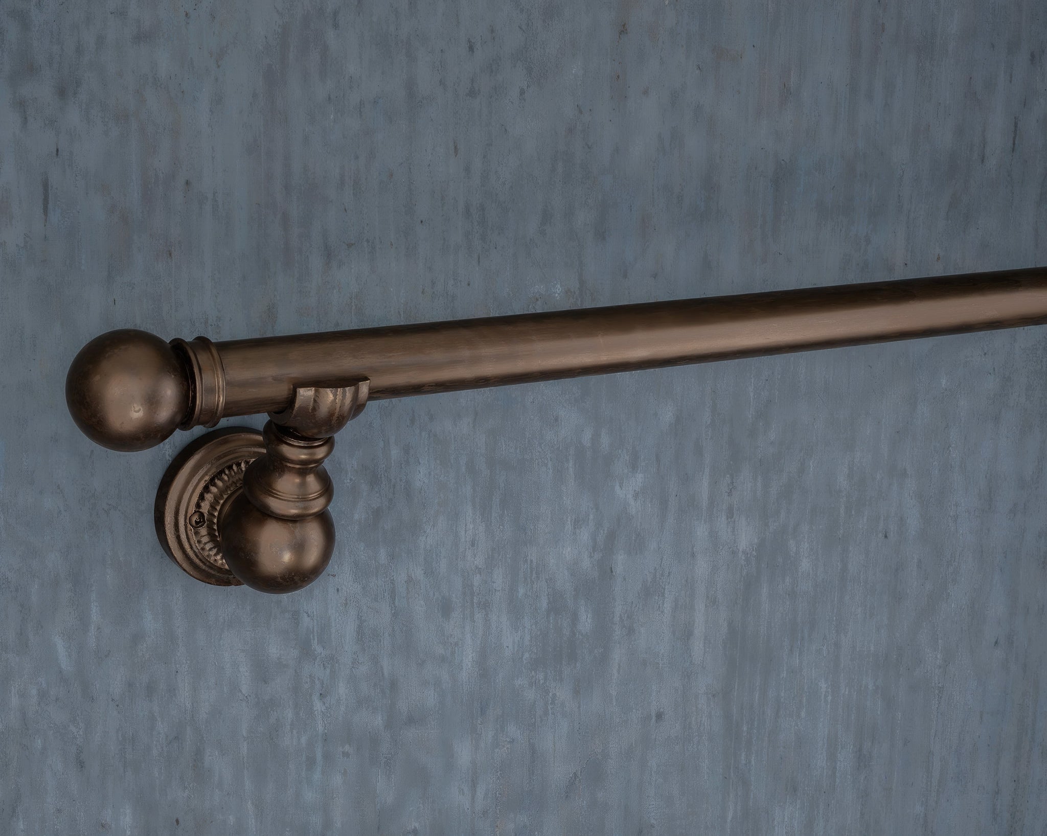 Bronze metal curtain rail wrought iron wall mounted – middlefarmcrafts