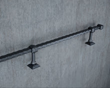 Load image into Gallery viewer, Industrial wrought iron bar foot rail Black
