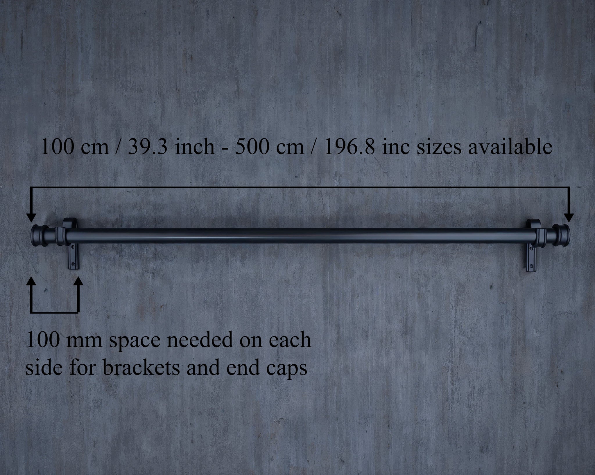 Black hand forged metal curtain rail wrought iron wall mounted ...