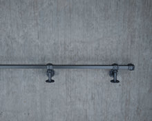Load image into Gallery viewer, Industrial Black wrought iron bar foot rail Black
