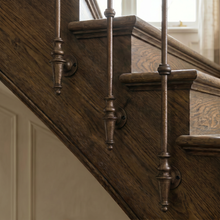 Load image into Gallery viewer, Ornate Cast Iron Stair Spindles | Decorative Side Mount Balusters | Aged Bronze Face Fix Railing | Custom Banister | Traditional Home Decor
