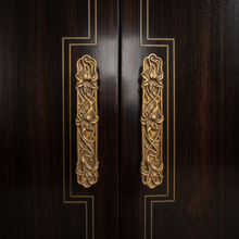 Load image into Gallery viewer, Floral Cabinet Handle – Aged Gold Finish, 110mm Centres
