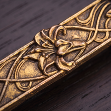Load image into Gallery viewer, Floral Cabinet Handle – Aged Gold Finish, 110mm Centres

