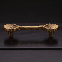 Load image into Gallery viewer, Lily Leaf Cabinet Handle – Aged Gold Finish, 110mm Centres
