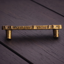 Load image into Gallery viewer, Floral Cabinet Handle – Aged Gold Finish, 110mm Centres
