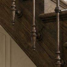 Load image into Gallery viewer, Ornate Cast Iron Stair Spindles | Decorative Side Mount Balusters | Aged Bronze Face Fix Railing | Custom Banister | Traditional Home Decor
