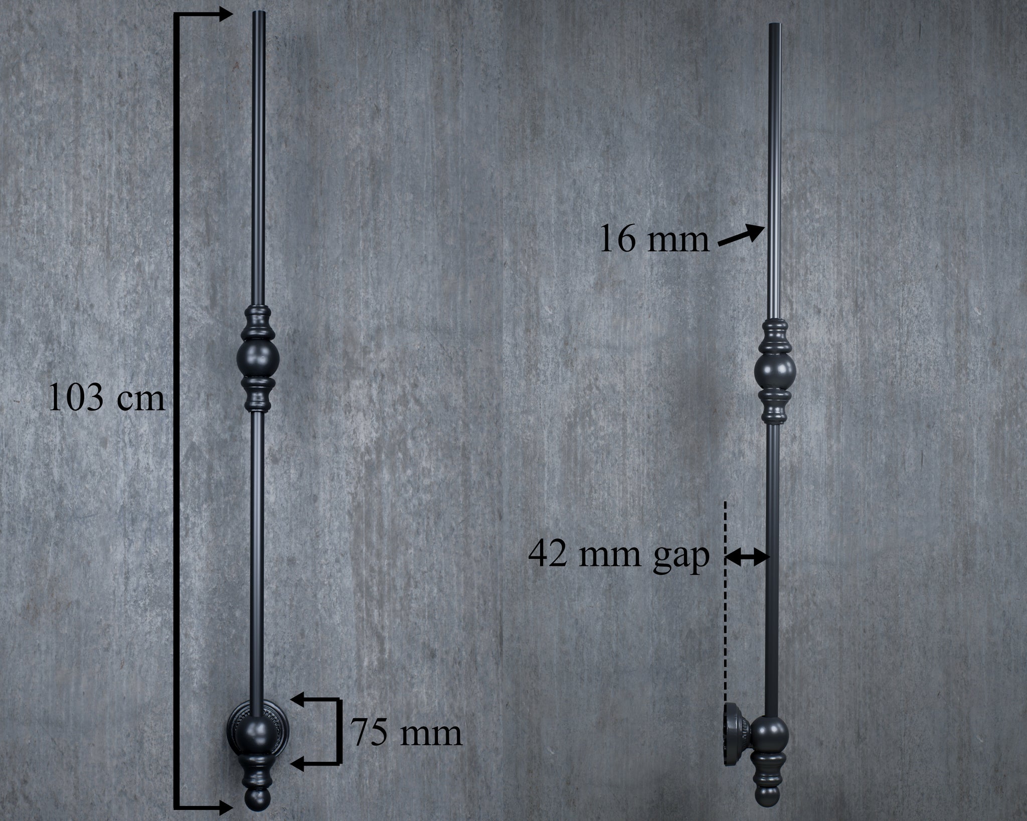 Spindle Socket Railing Wrought Iron stair spindle railing vintage black – middlefarmcrafts