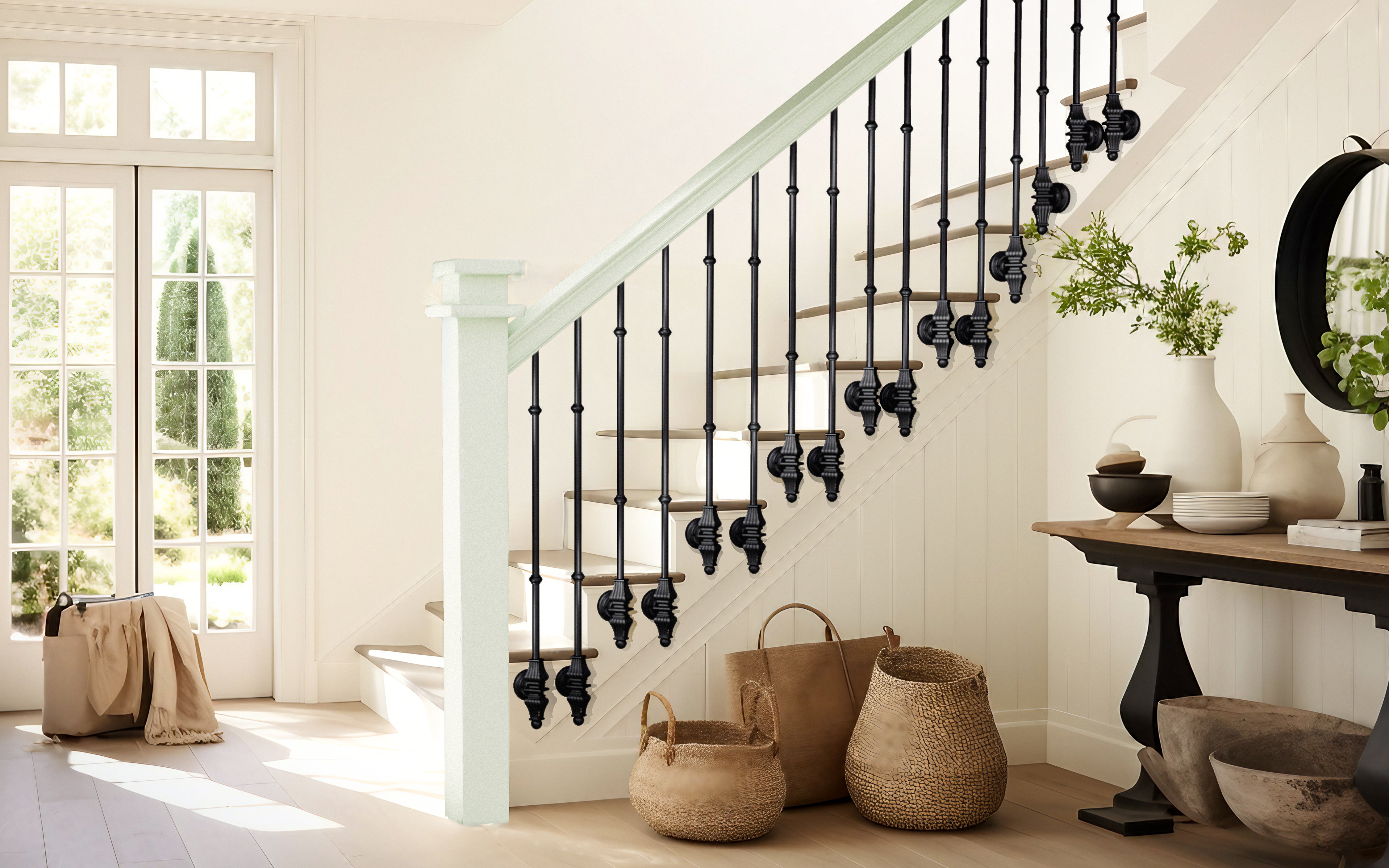 Black ornate metal stair spindles railing Balusters Wrought Iron ...