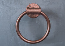 Load image into Gallery viewer, Towel ring, towel rail industrial black finish.
