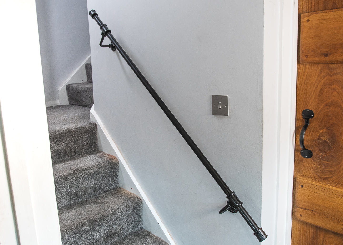 Black pipe Stair handrail banister