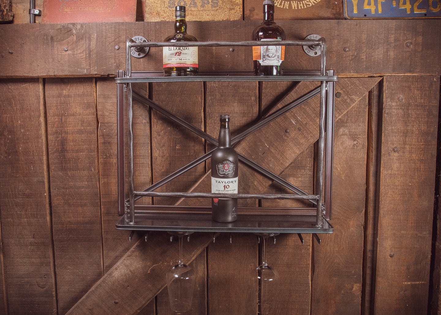 Industrial style wine rack wall & glass rack wall mounted