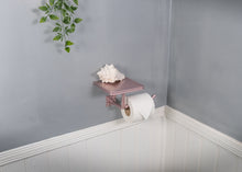Load image into Gallery viewer, Vintage pink Toilet roll holder &amp; shelf

