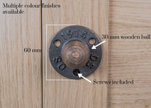 Load image into Gallery viewer, Industrial cast iron &amp; wood door knob
