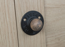 Load image into Gallery viewer, Industrial cast iron &amp; wood door knob
