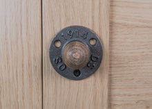 Load image into Gallery viewer, Industrial cast iron &amp; wood door knob
