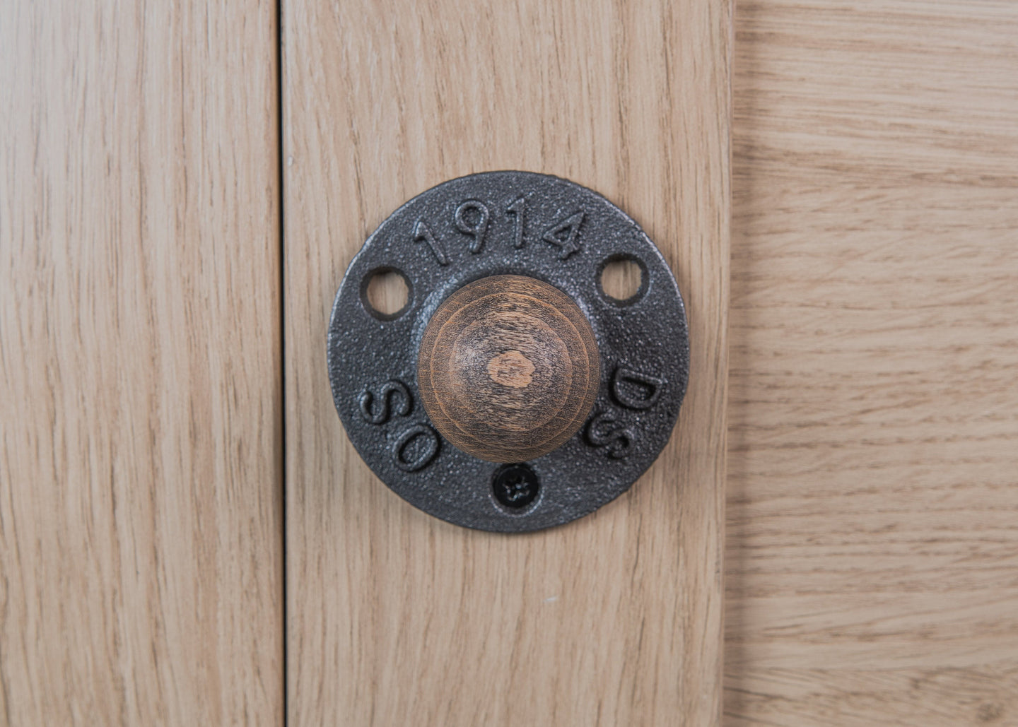 Industrial cast iron & wood door knob